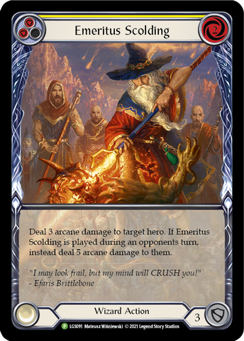 Emeritus Scolding (Yellow Extended Art) [LGS091] (Promo)  Rainbow Foil