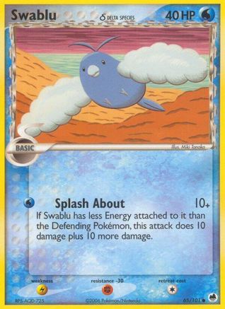 Image of Swablu (65/101) (Delta Species) (Stamped) [EX: Dragon Frontiers]