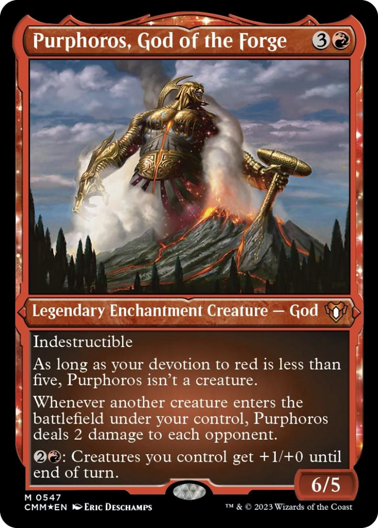 Image of Purphoros, God of the Forge (Foil Etched) [Commander Masters]