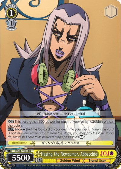 Image of Hazing the Newcomer, Abbacchio (JJ/S66-TE04 TD) [JoJo's Bizarre Adventure: Golden Wind]
