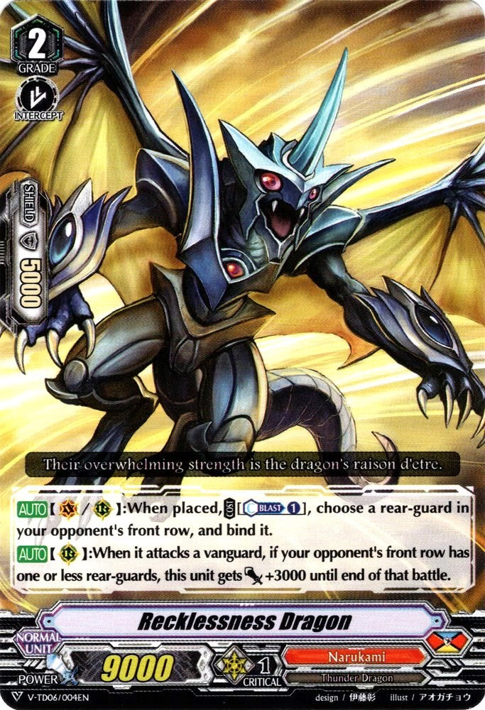 Image of Recklessness Dragon (V-TD06/004EN) [Naoki Ishida]