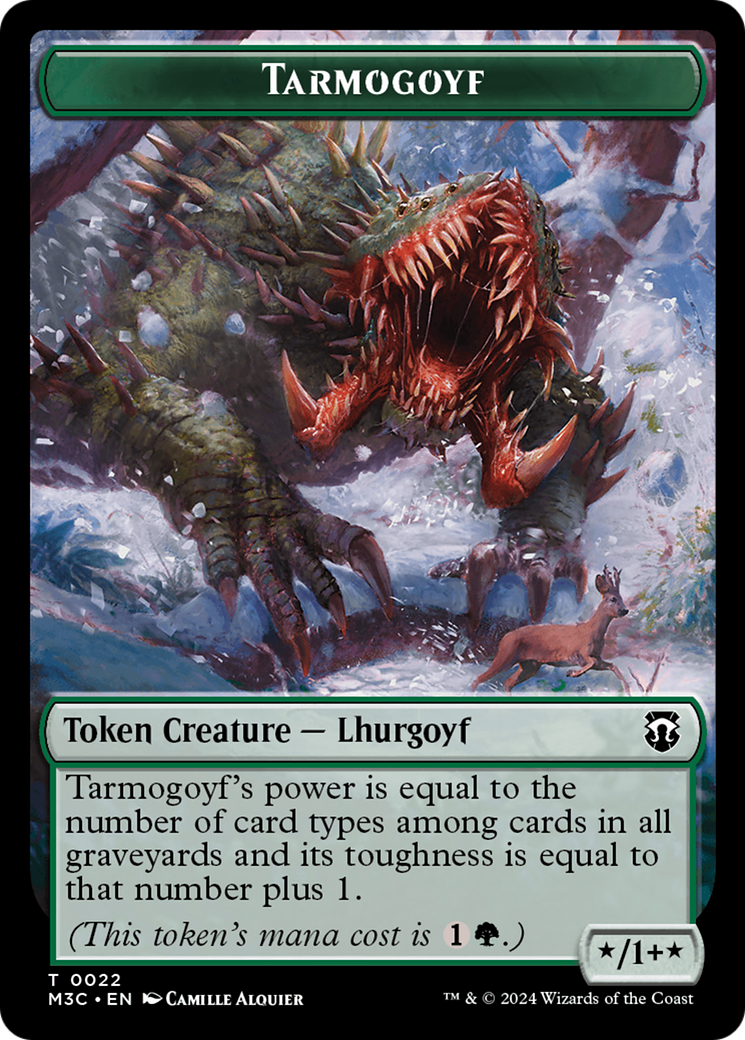 Image of Tarmogoyf (Ripple Foil) // Goblin Double-Sided Token [Modern Horizons 3 Commander Tokens]