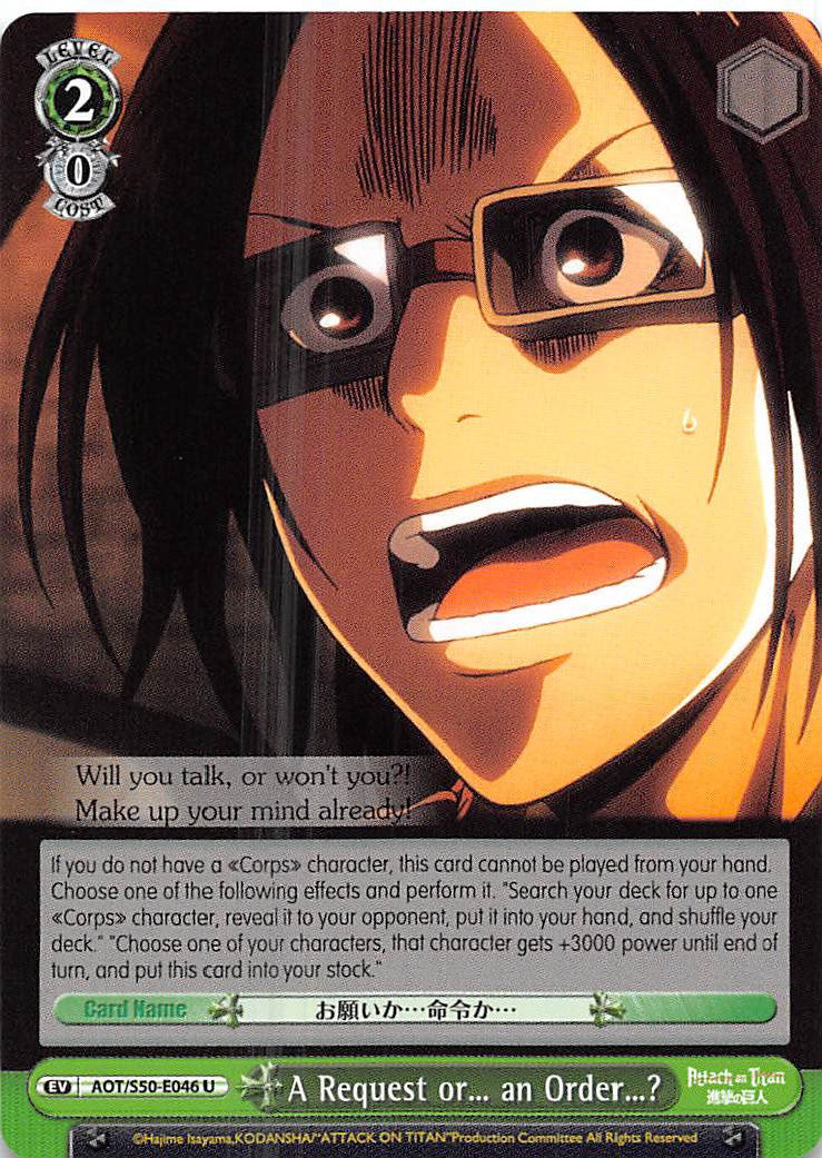 Image of A Request or... an Order...? (AOT/S50-E046 U) [Attack on Titan Vol. 2]