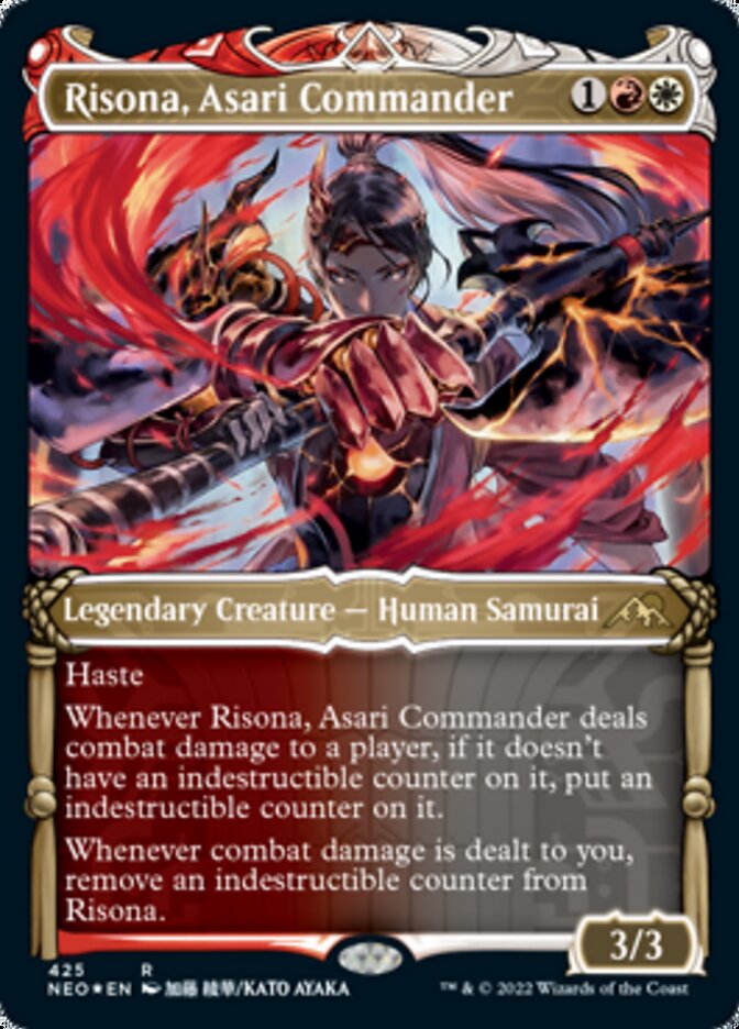Image of Risona, Asari Commander (Showcase) (Foil Etched) [Kamigawa: Neon Dynasty]