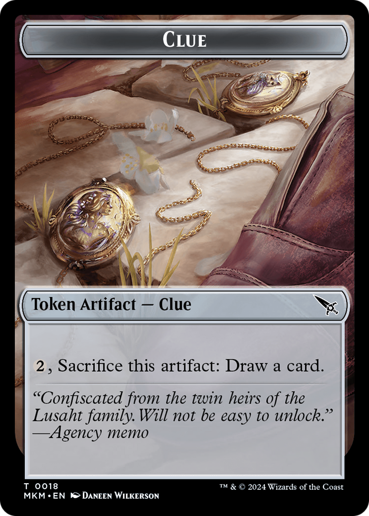 Image of Clue (0018) // A 0045 Double-Sided Token [Murders at Karlov Manor Tokens]