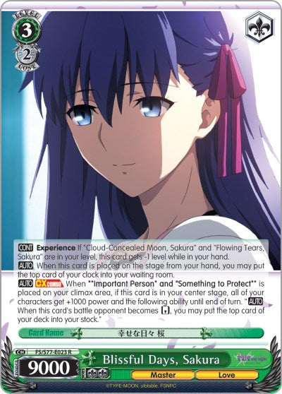 Image of Blissful Days, Sakura (FS/S77-E023 R) [Fate/Stay Night [Heaven's Feel] Vol.2]