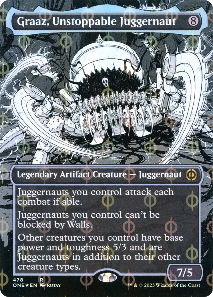 Image of Graaz, Unstoppable Juggernaut (Borderless Manga Step-and-Compleat Foil) [Phyrexia: All Will Be One]