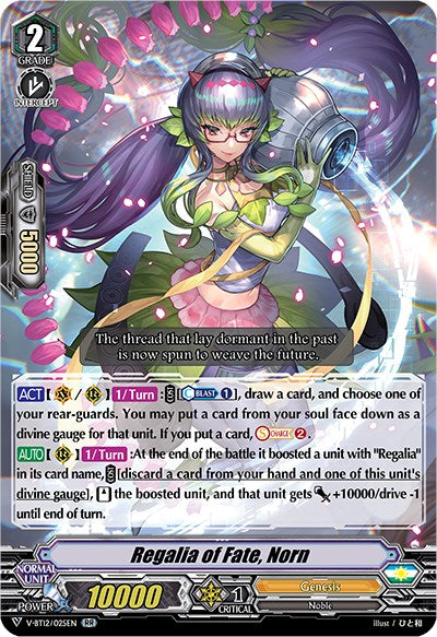 Image of Regalia of Fate, Norn (V-BT12/025EN) [Divine Lightning Radiance]