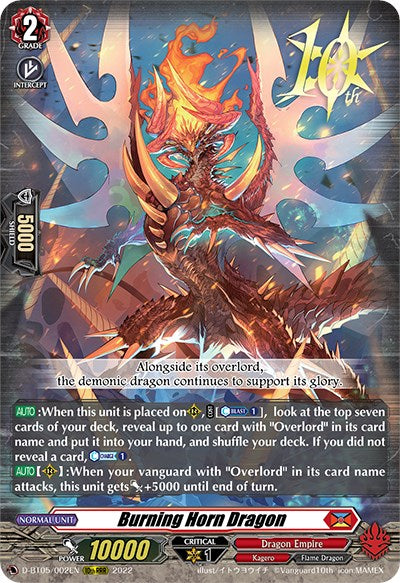 Image of Burning Horn Dragon (D-BT05/002EN) [Triumphant Return of the Brave Heroes]