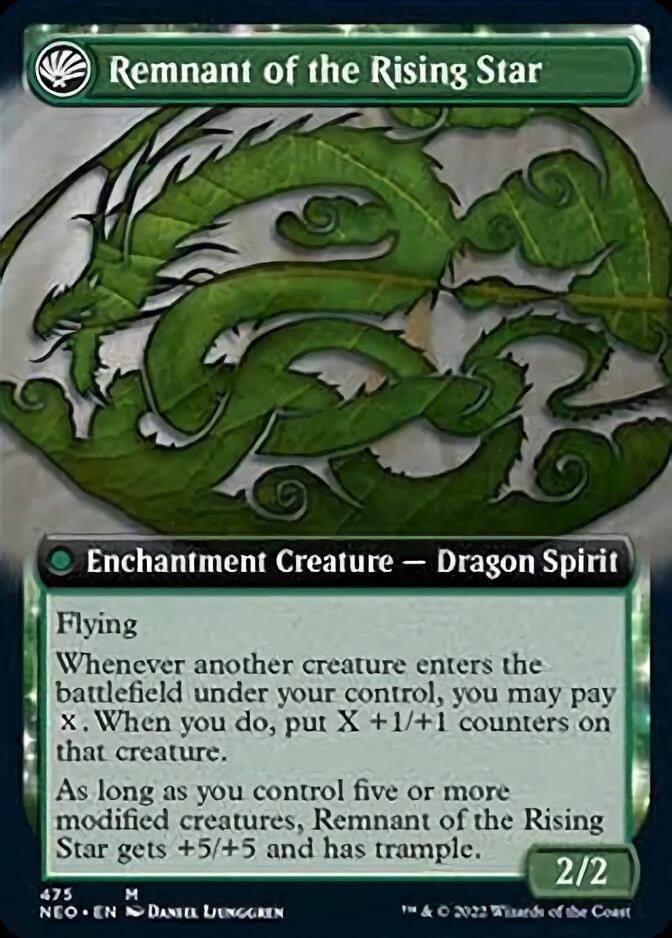 Image of Jugan Defends the Temple // Remnant of the Rising Star (Extended Art) [Kamigawa: Neon Dynasty]