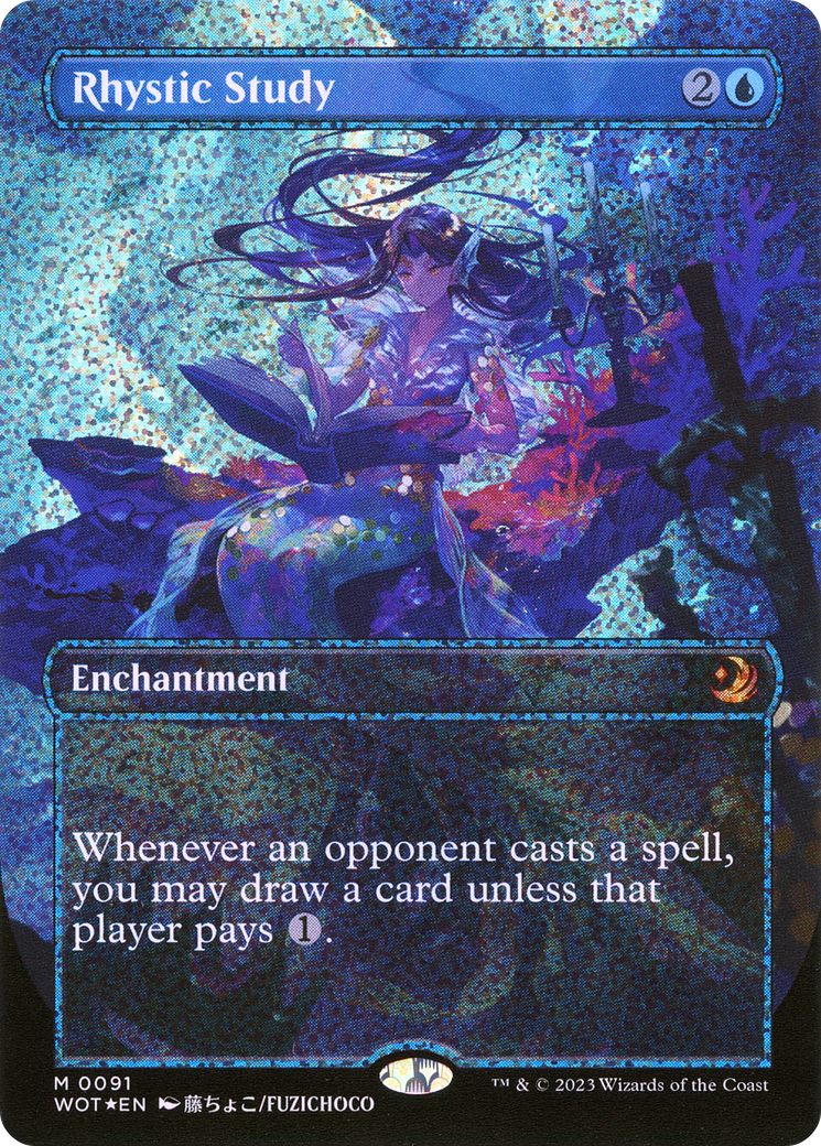 Image of Rhystic Study (Anime Borderless) (Confetti Foil) [Wilds of Eldraine: Enchanting Tales]