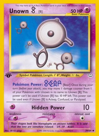 Image of Unown [B] (39/64) [Neo Revelation 1st Edition]