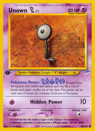 Image of Unown [L] (86/105) [Neo Destiny 1st Edition]