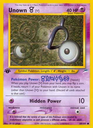 Image of Unown [V] (89/105) [Neo Destiny 1st Edition]