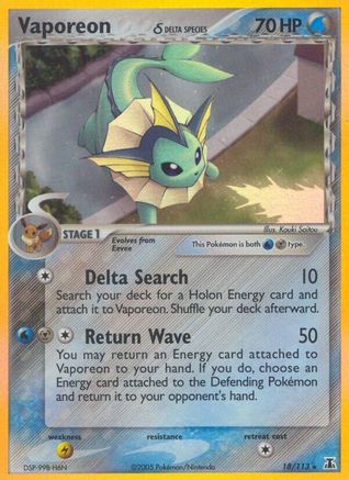 Image of Vaporeon (18/113) (Delta Species) (Stamped) [EX: Delta Species]