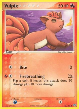 Image of Vulpix (72/106) (Stamped) [EX: Emerald]
