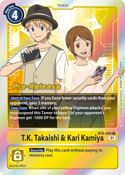 Image of T.K. Takaishi & Kari Kamiya [BT6-089] [Double Diamond Pre-Release Cards]
