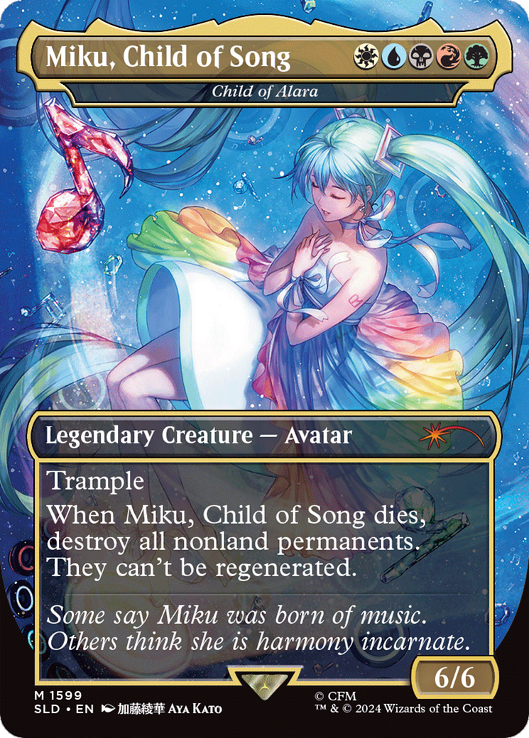 Image of Miku, Child of Song - Child of Alara (SLD-1599) - Secret Lair Drop / Miku, Child of Song (Borderless) Foil