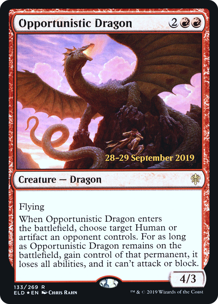 Image of Opportunistic Dragon [Throne of Eldraine Prerelease Promos]