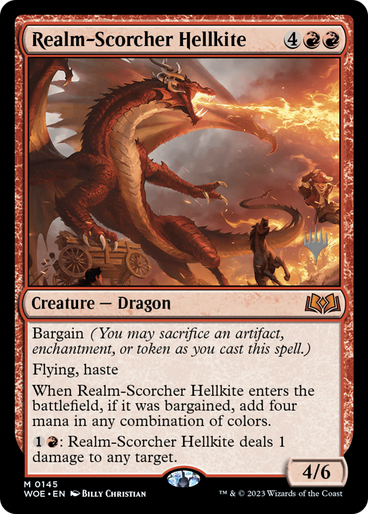 Image of Realm-Scorcher Hellkite (Promo Pack) [Wilds of Eldraine Promos]