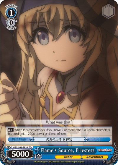 Image of Flame's Source, Priestess (GBS/S63-TE17 TD) [Goblin Slayer]