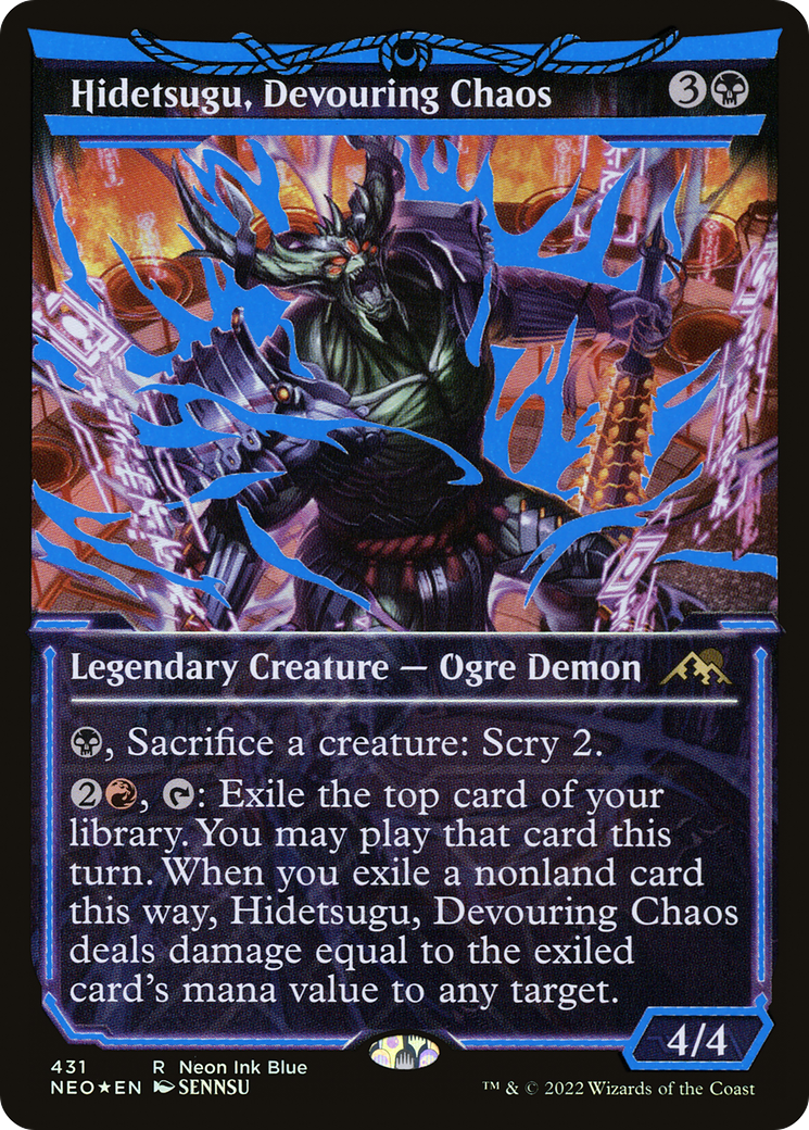 Image of Hidetsugu, Devouring Chaos (Neon Ink Blue) [Kamigawa: Neon Dynasty]