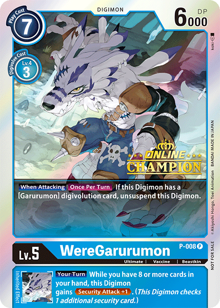 Image of WereGarurumon [P-008] (Online Regional - Champion) [Promotional Cards]