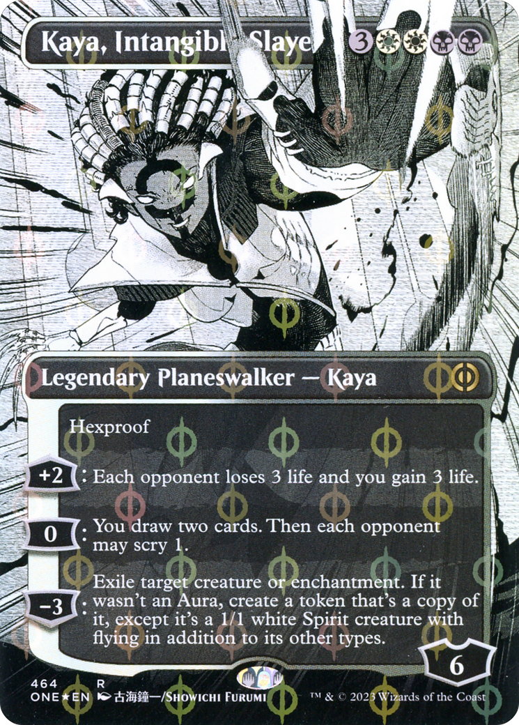 Image of Kaya, Intangible Slayer (Borderless Manga Step-and-Compleat Foil) [Phyrexia: All Will Be One]