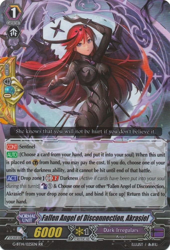 Image of Fallen Angel of Disconnection, Akrasiel (G-BT14/025EN) [Divine Dragon Apocrypha]