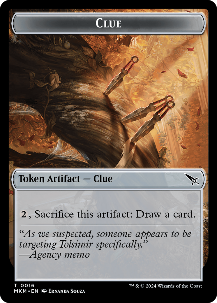 Image of Clue (0016) // A 0043 Double-Sided Token [Murders at Karlov Manor Tokens]