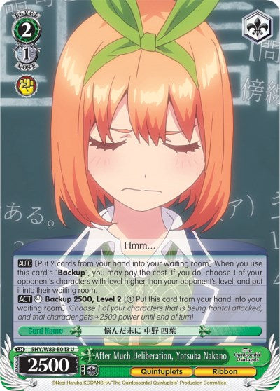 Image of After Much Deliberation, Yotsuba Nakano (5HY/W83-E043 U) [The Quintessential Quintuplets]