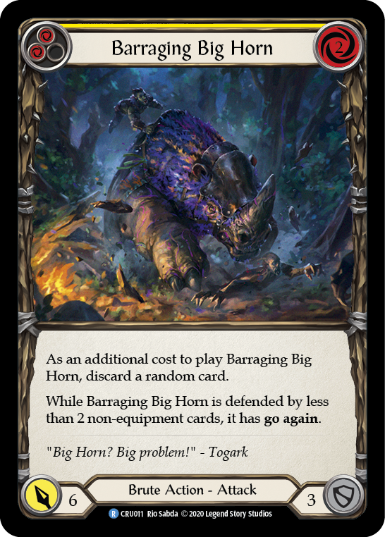 Image of Barraging Big Horn (Yellow) [CRU011] (Crucible of War)  1st Edition Normal