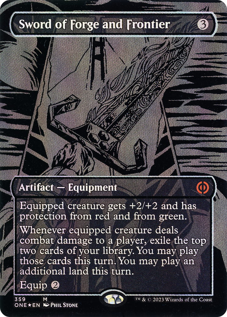 Image of Sword of Forge and Frontier (Oil Slick Raised Foil) [Phyrexia: All Will Be One]
