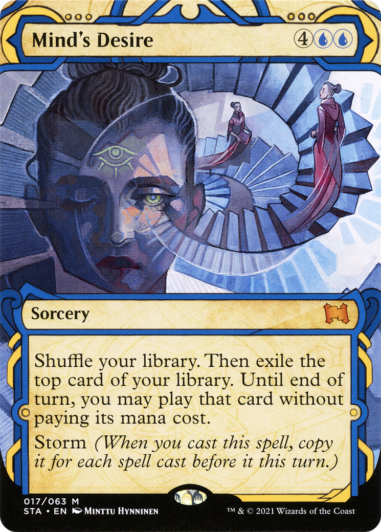 Image of Mind's Desire (STA-017) - Strixhaven Mystical Archive: (Showcase) (Borderless) Etched Foil