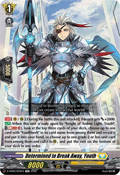 Image of Determined to Break Away, Youth (D-TD03/003EN) [Raika Koshiba -Skyfall Executors-]