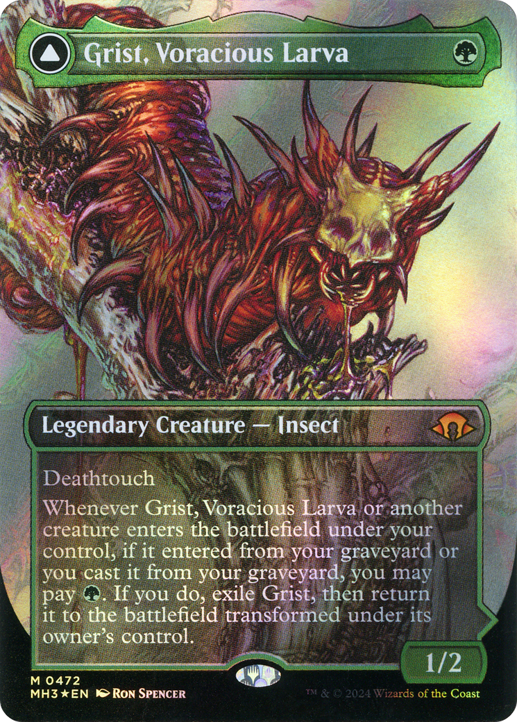 Image of Grist, Voracious Larva // Grist, the Plague Swarm (Borderless) (Textured Foil) [Modern Horizons 3]