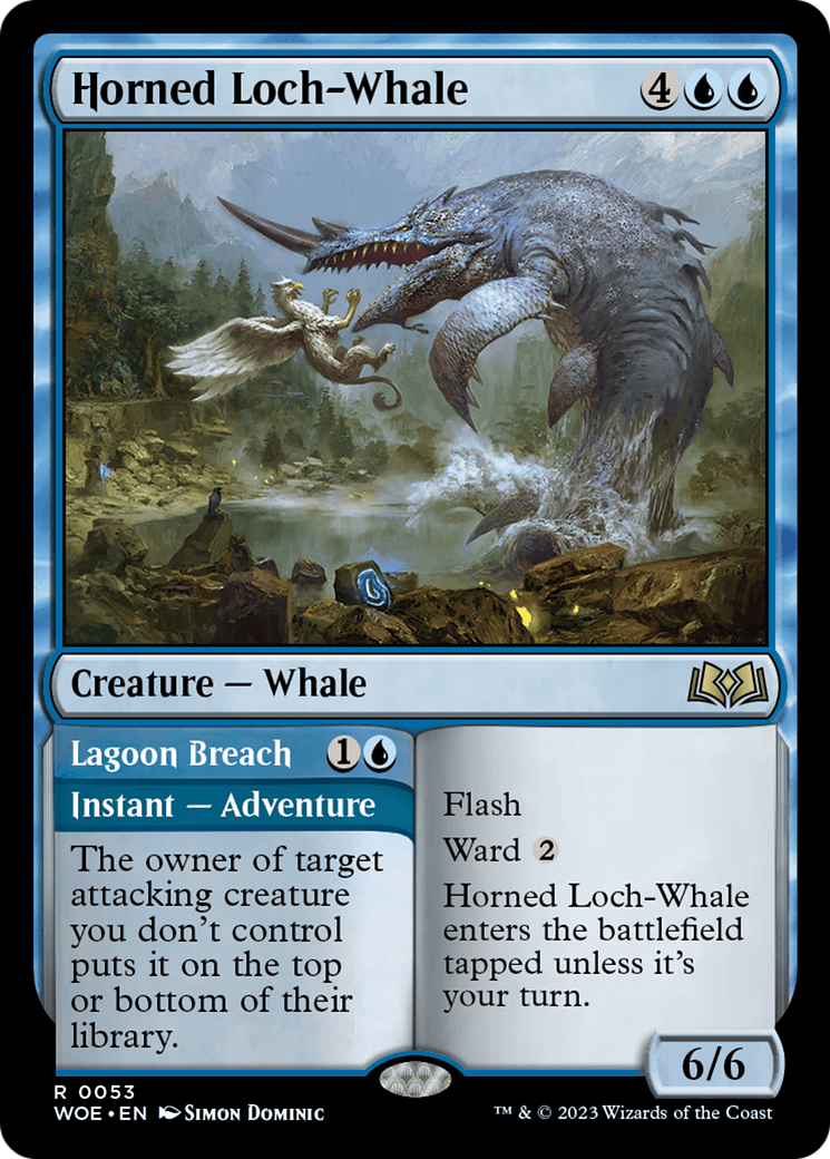 Image of Horned Loch-Whale // Lagoon Breach [Wilds of Eldraine]