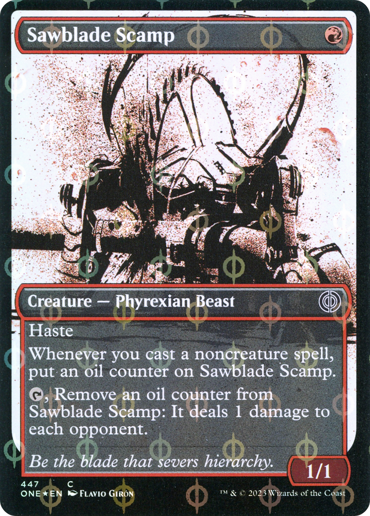 Image of Sawblade Scamp (Showcase Ichor Step-and-Compleat Foil) [Phyrexia: All Will Be One]