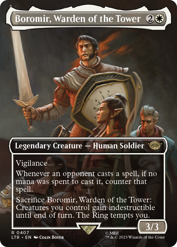 Image of Boromir, Warden of the Tower (Borderless Alternate Art) [The Lord of the Rings: Tales of Middle-Earth]