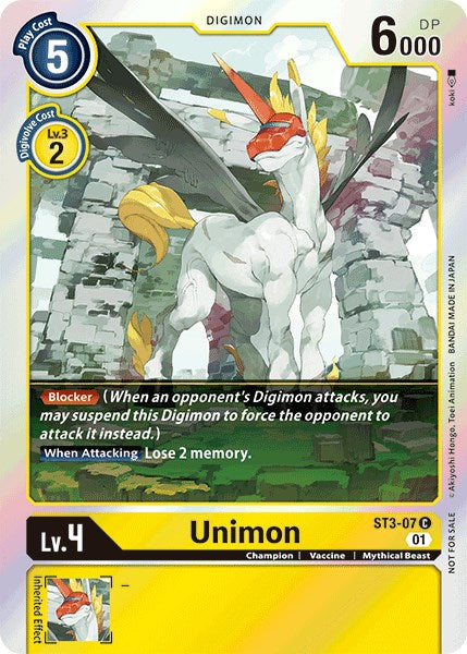 Image of Unimon [ST3-07] (Official Tournament Pack Vol.4) [Starter Deck: Heaven's Yellow Promos]