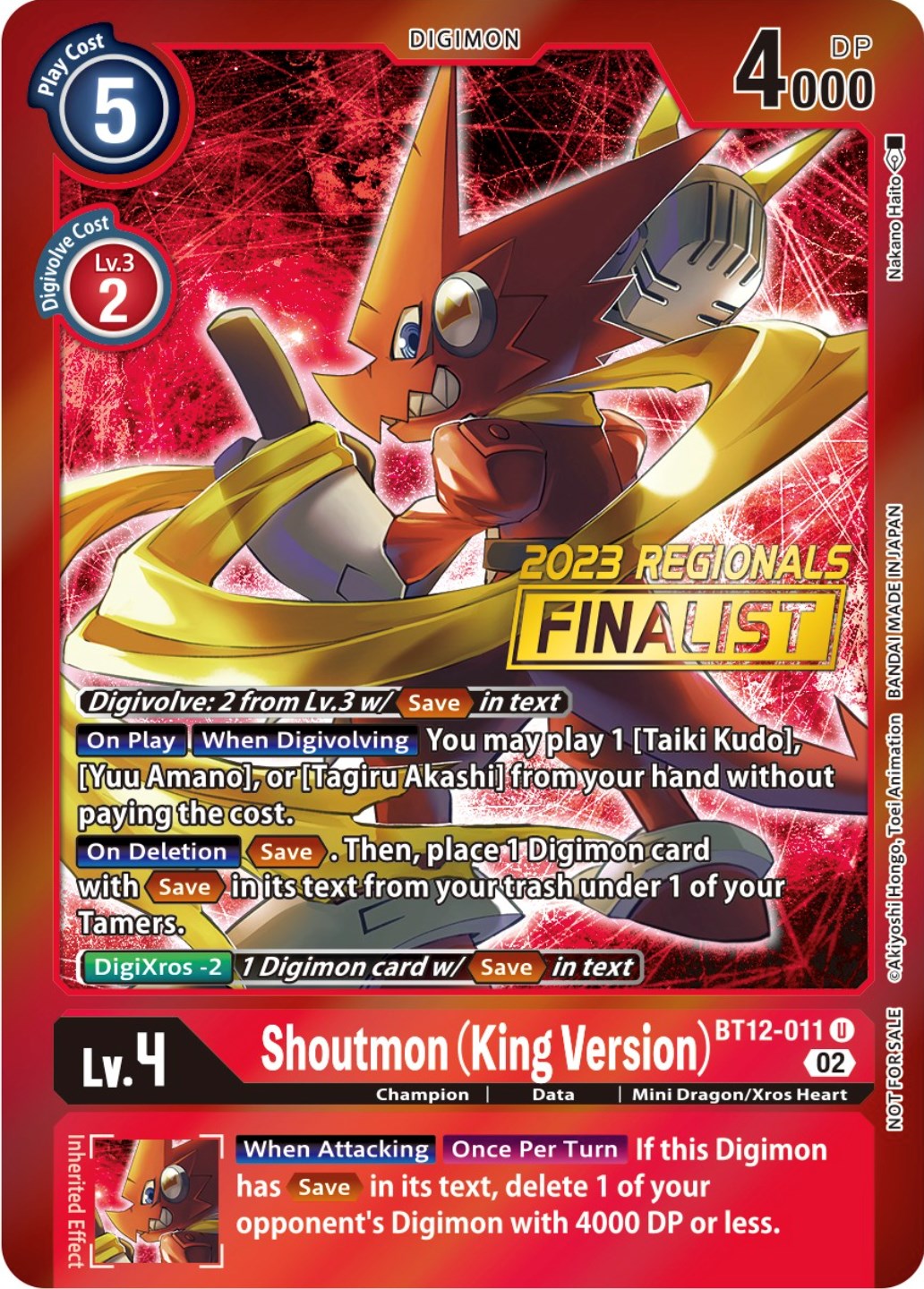 Image of Shoutmon (King Version) [BT12-011] (2023 Regionals Finalist) [Across Time Promos]