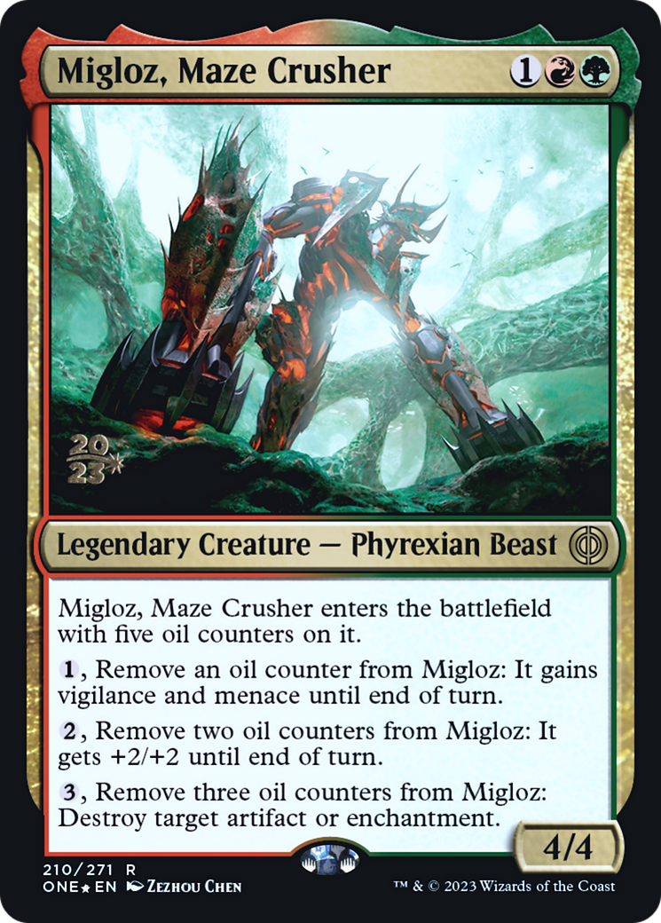 Image of Migloz, Maze Crusher [Phyrexia: All Will Be One Prerelease Promos]