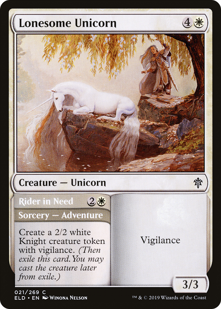 Image of Lonesome Unicorn // Rider in Need [Throne of Eldraine]