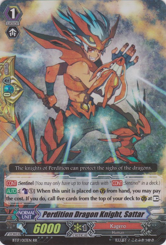 Image of Perdition Dragon Knight, Sattar (BT17/013EN) [Blazing Perdition ver.E]