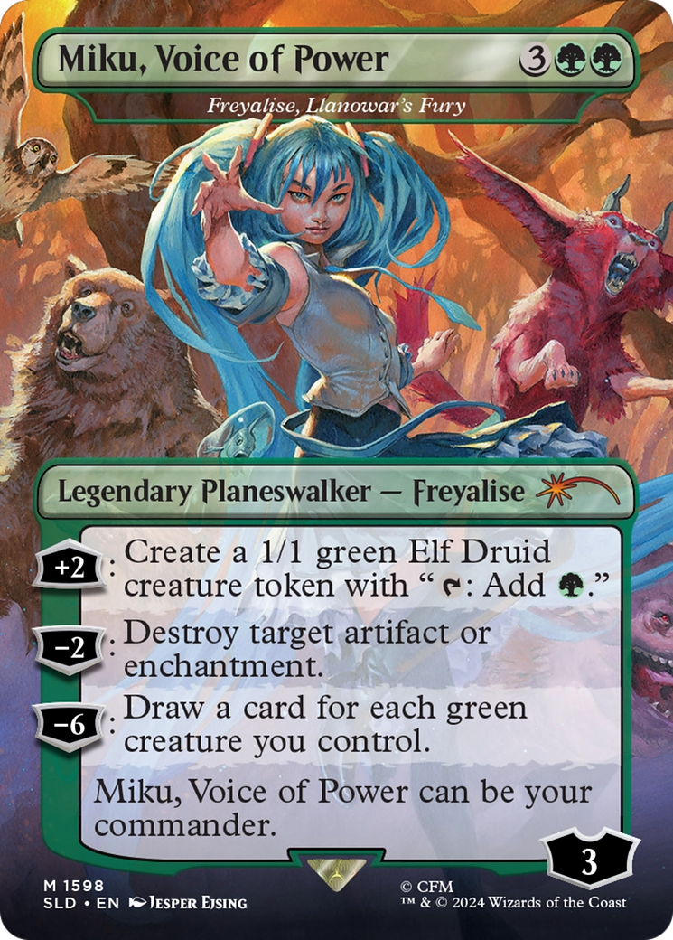 Image of Miku, Voice of Power - Freyalise, Llanowar's Fury (Japanese) [Secret Lair Drop Series]