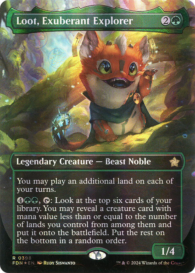 Image of Loot, Exuberant Explorer (Borderless) (Mana Foil) [Foundations]