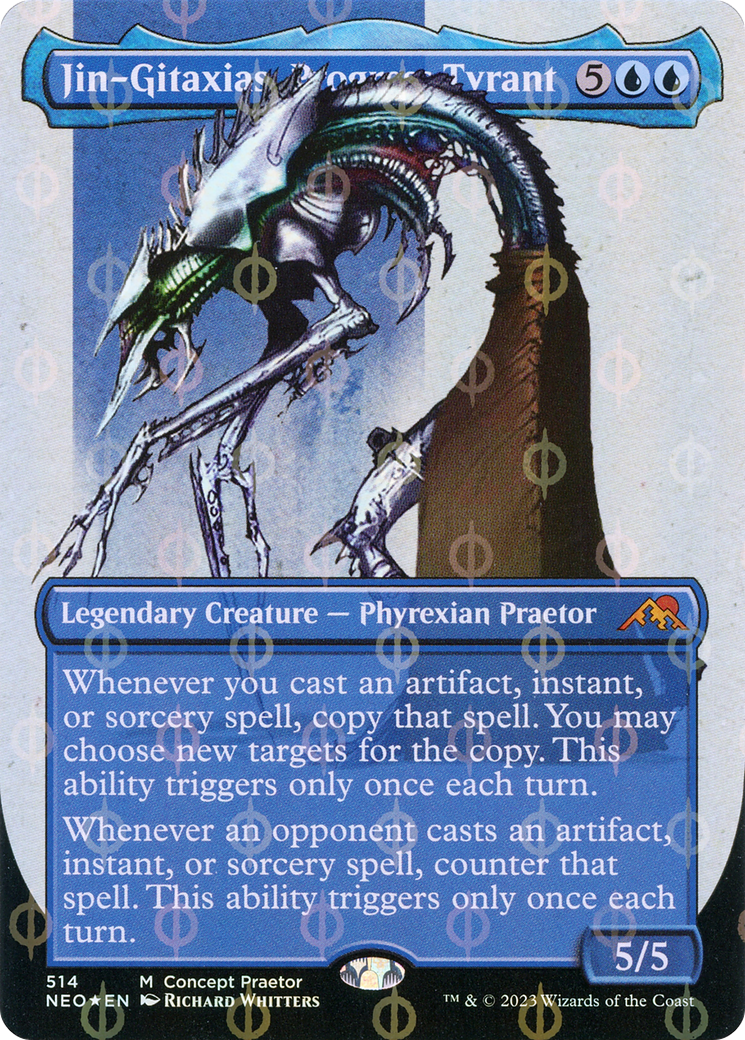 Image of Jin-Gitaxias, Progress Tyrant (Borderless Concept Praetors Step-and-Compleat Foil) [Phyrexia: All Will Be One]