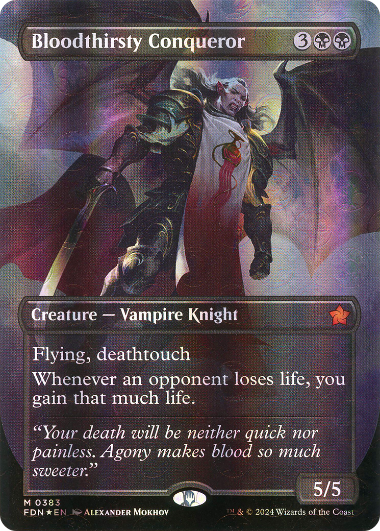 Image of Bloodthirsty Conqueror (Borderless) (Mana Foil) [Foundations]