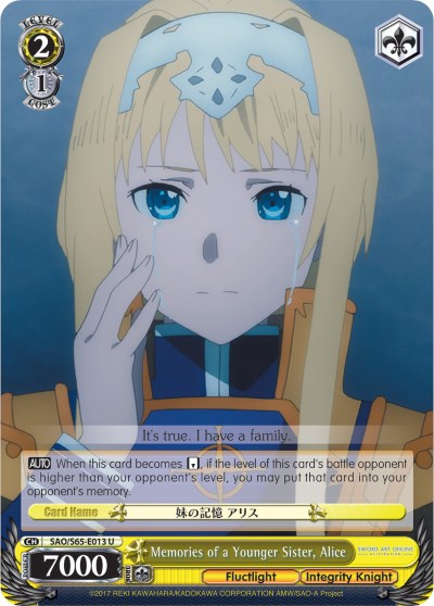 Image of Memories of a Younger Sister, Alice (SAO/S65-E013 U) [Sword Art Online -Alicization-]