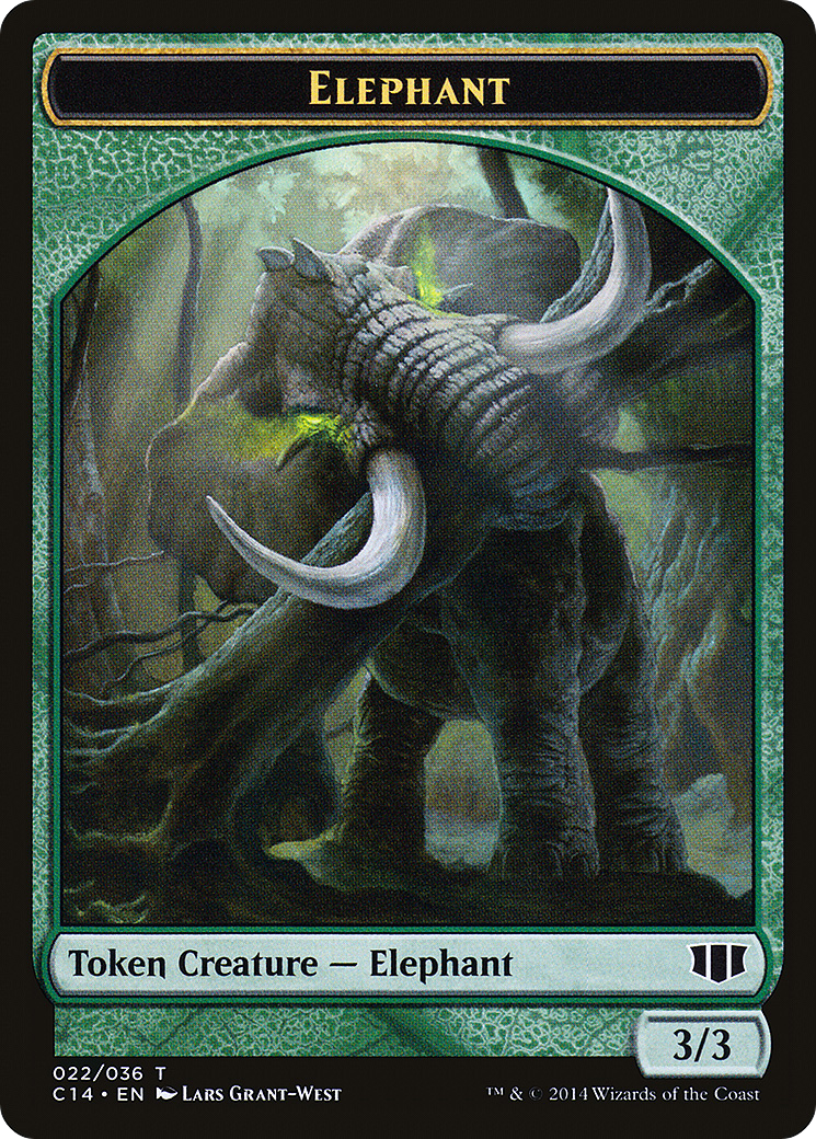 Image of Elephant // Elf Warrior Double-Sided Token [Commander 2014 Tokens]